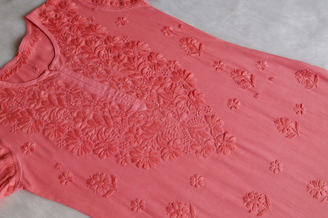 Alishba Rose Pink Scalloped Rayon set