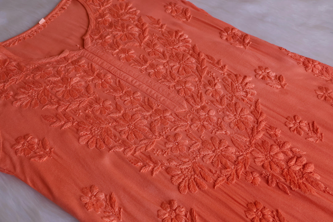 Sanam Peach Ombre Long Rayon Kurta