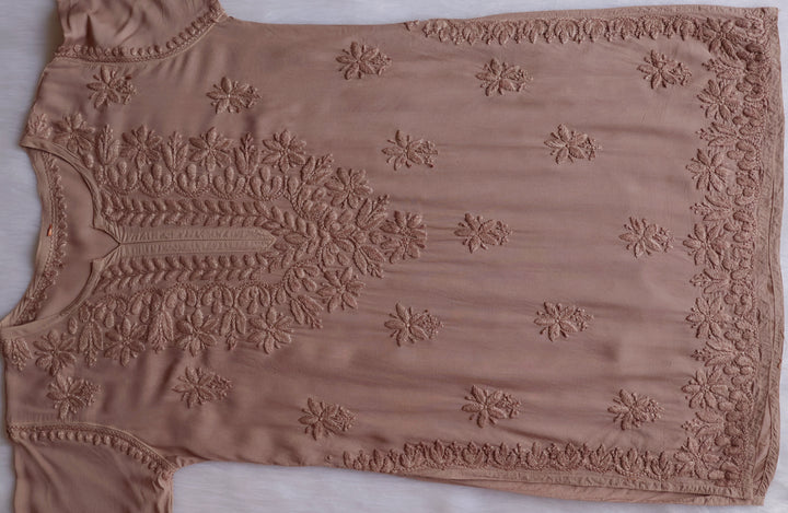 Sarah Rose Brown Modal short top - Noor Chikankari