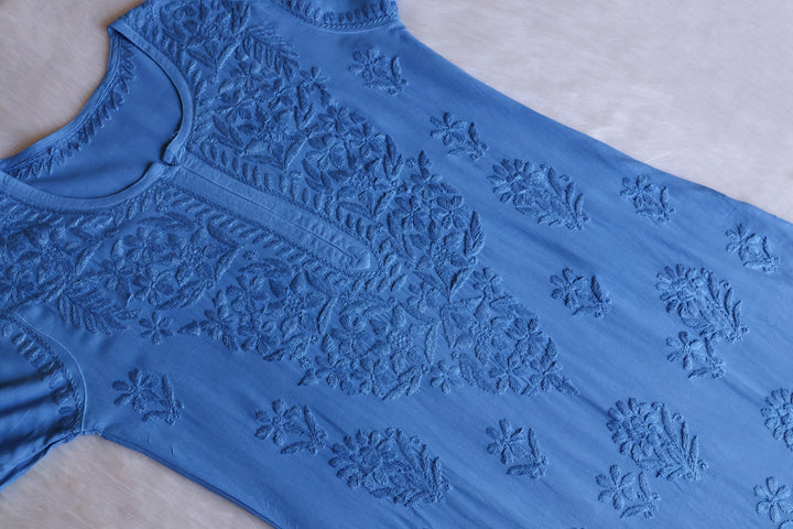 Alishba Ice Blue Scalloped Rayon set