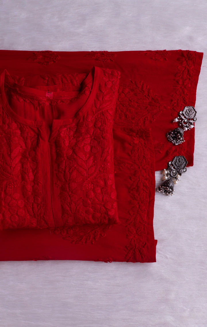 Anam Red Modal Ombre Kurta Pant set