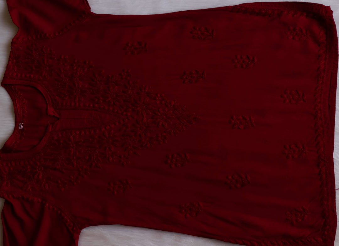 Aliyah Maroon Short Rayon Kurta