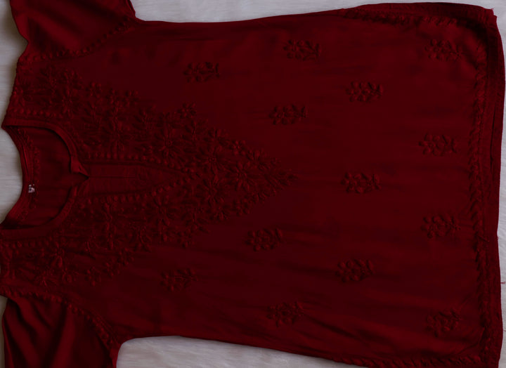 Aliyah Maroon Short Rayon Kurta