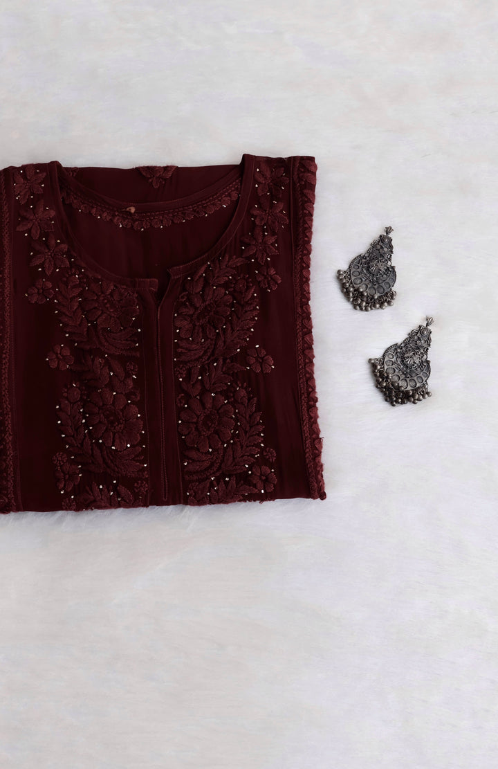 Heer Chocolate Brown Viscose Georgette kurta