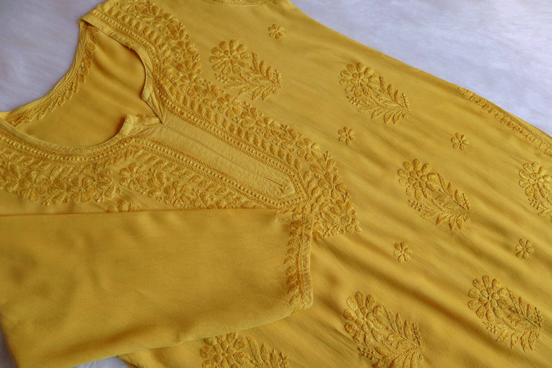 Laila Mustard Ombre Long Rayon Kurta