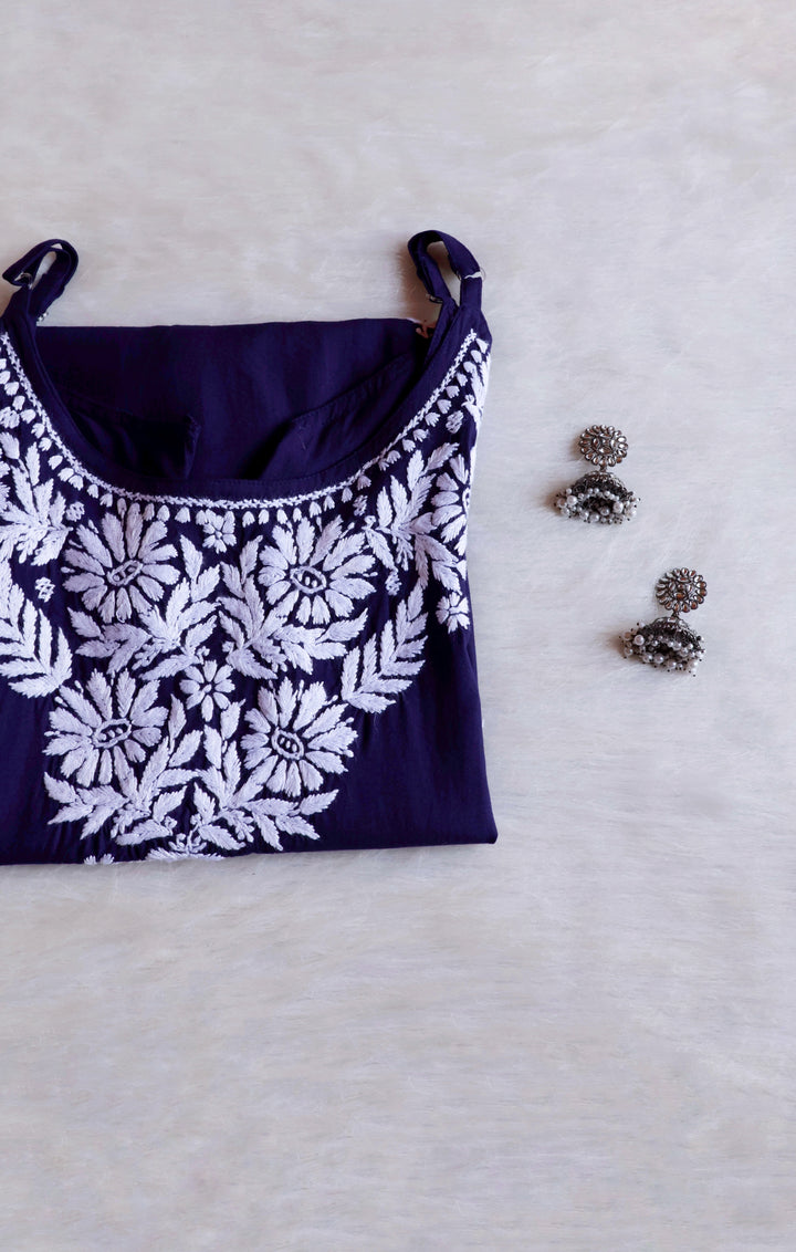 Farhaa Navy Blue Short Sleeveless Kurta