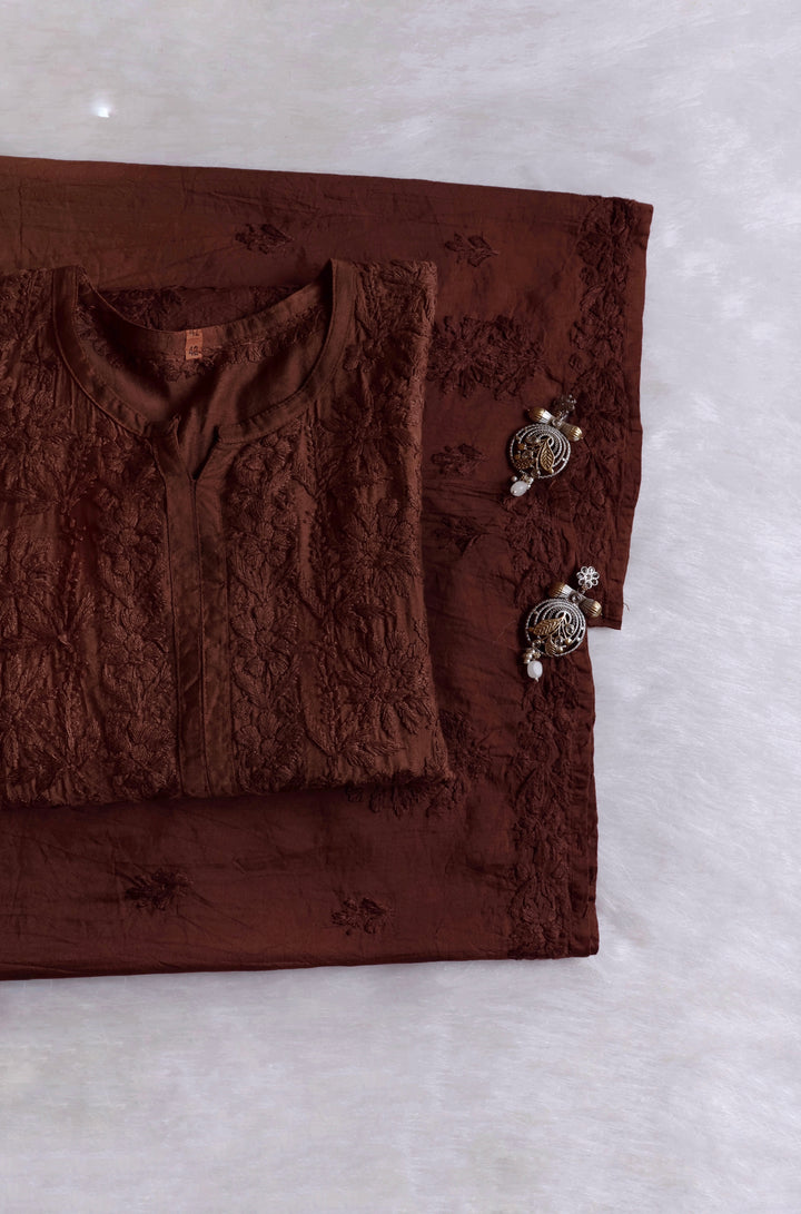 Jannat Chocolate Brown Pure Chanderi set