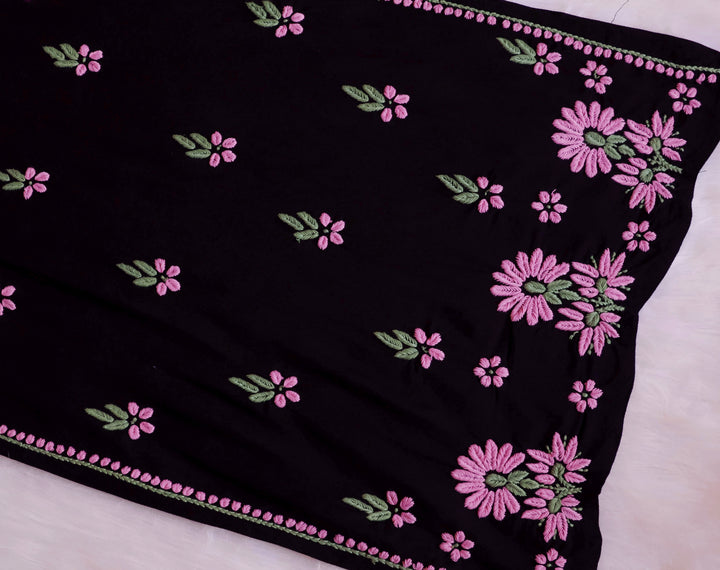 Laiba Black & Baby Pink Rayon Kurta Set