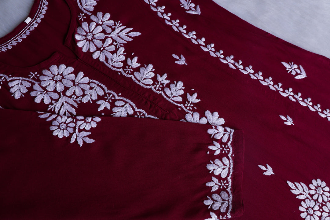 Zainab Deep Plum Long Rayon kurta