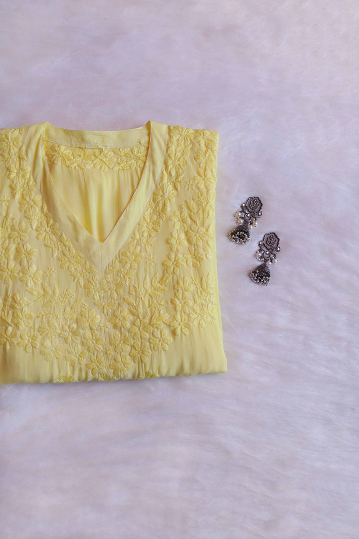 Sadiya Yellow Luxe Muslin Kaftan