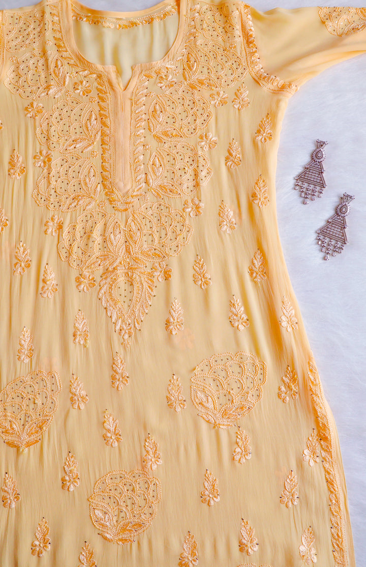 Hanaa Yellow Viscose Georgette Kurta