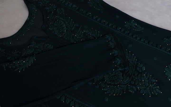 Heer Dark Green Viscose Georgette Kurta