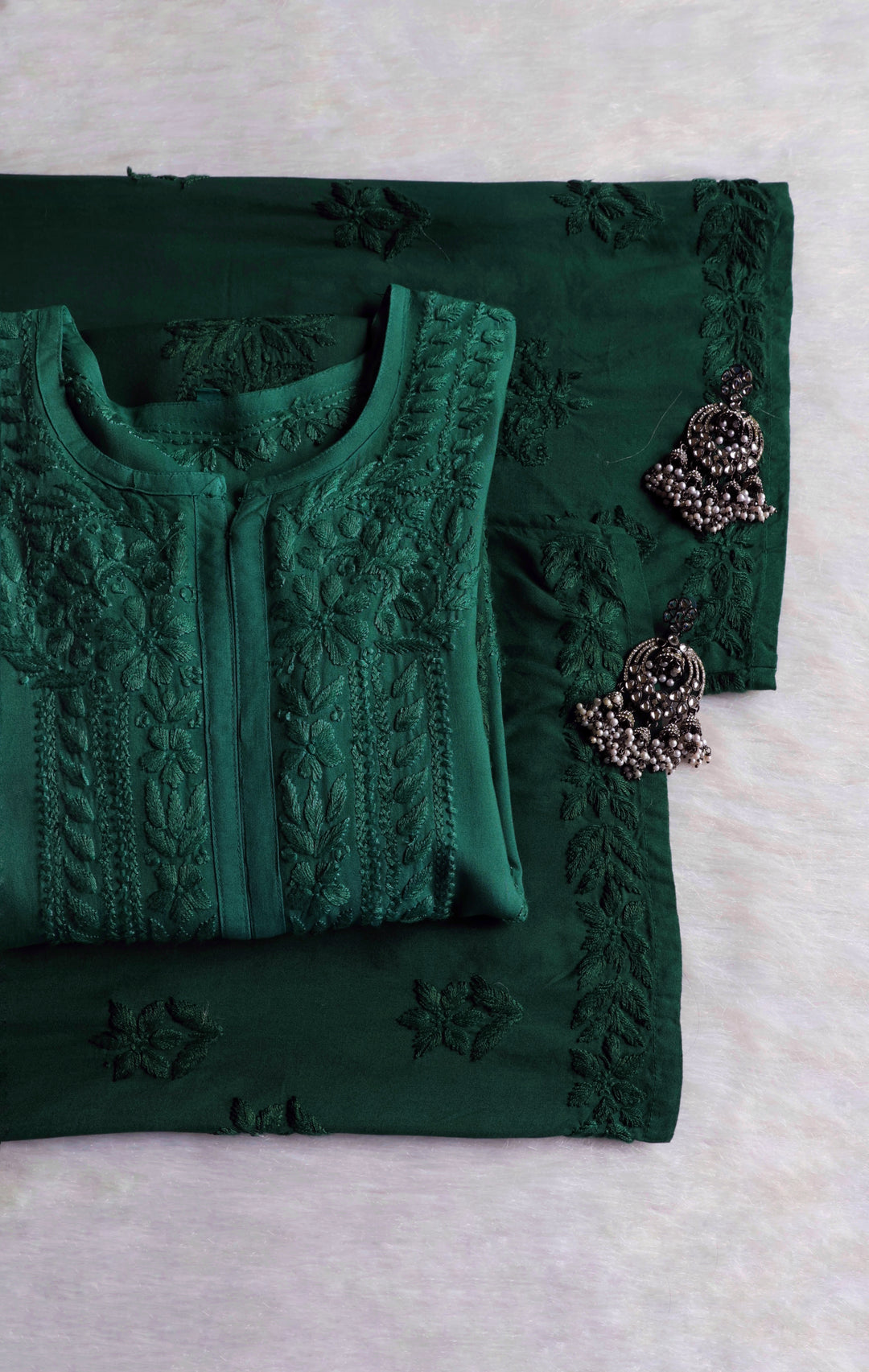 Nagma Deep Green 2 piece Rayon set