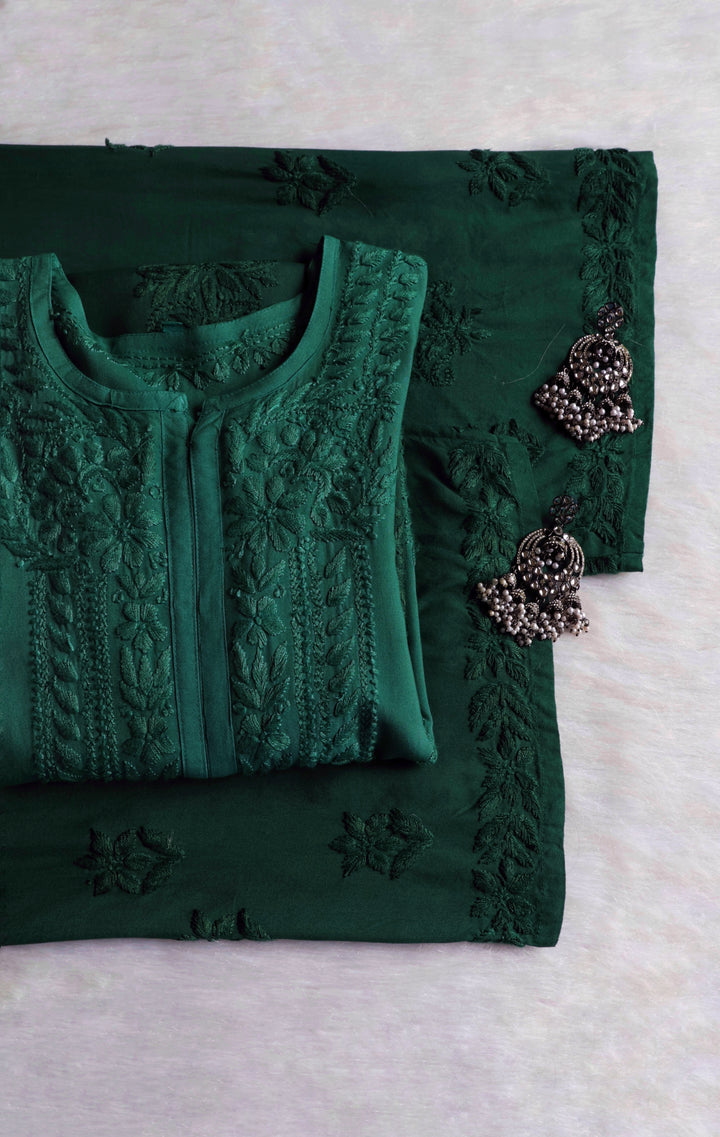 Nagma Deep Green 2 piece Rayon set