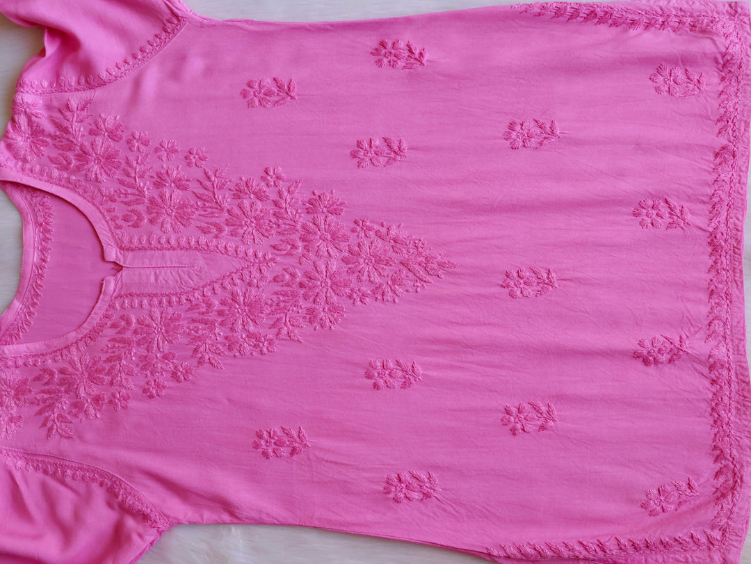 Aliyah Baby Pink Short Rayon Kurta