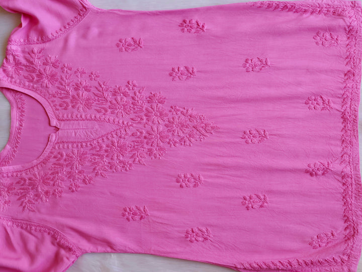 Aliyah Baby Pink Short Rayon Kurta