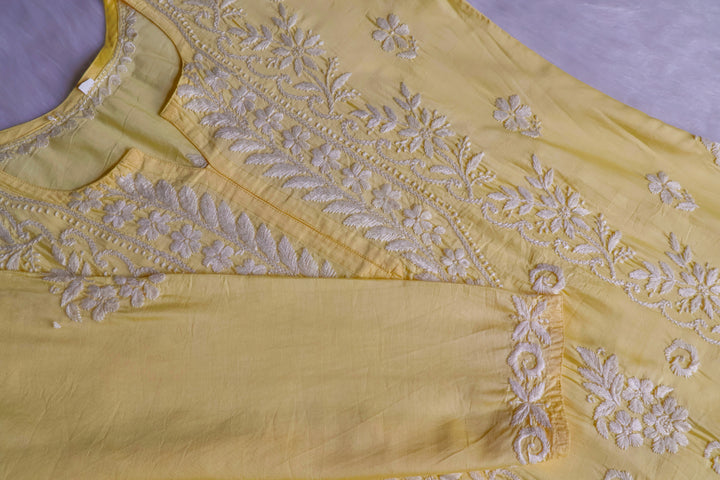 Zargul Yellow Premium Chanderi Silk Kurta