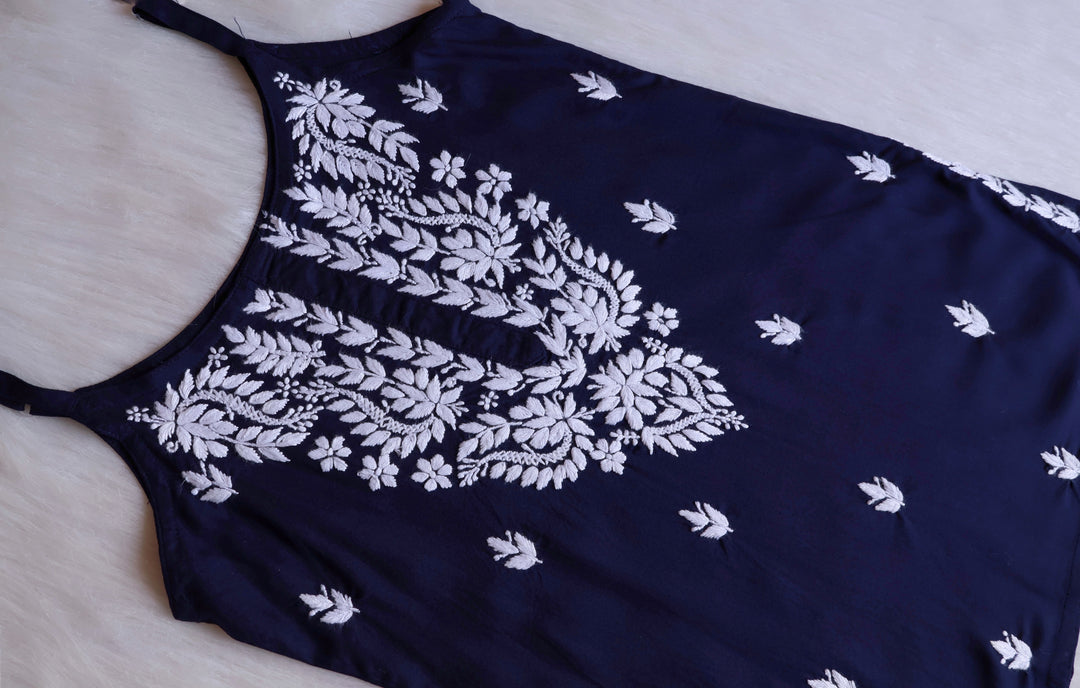 Mirha Navy Blue Short Sleeveless Kurta