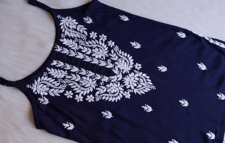 Mirha Navy Blue Short Sleeveless Kurta