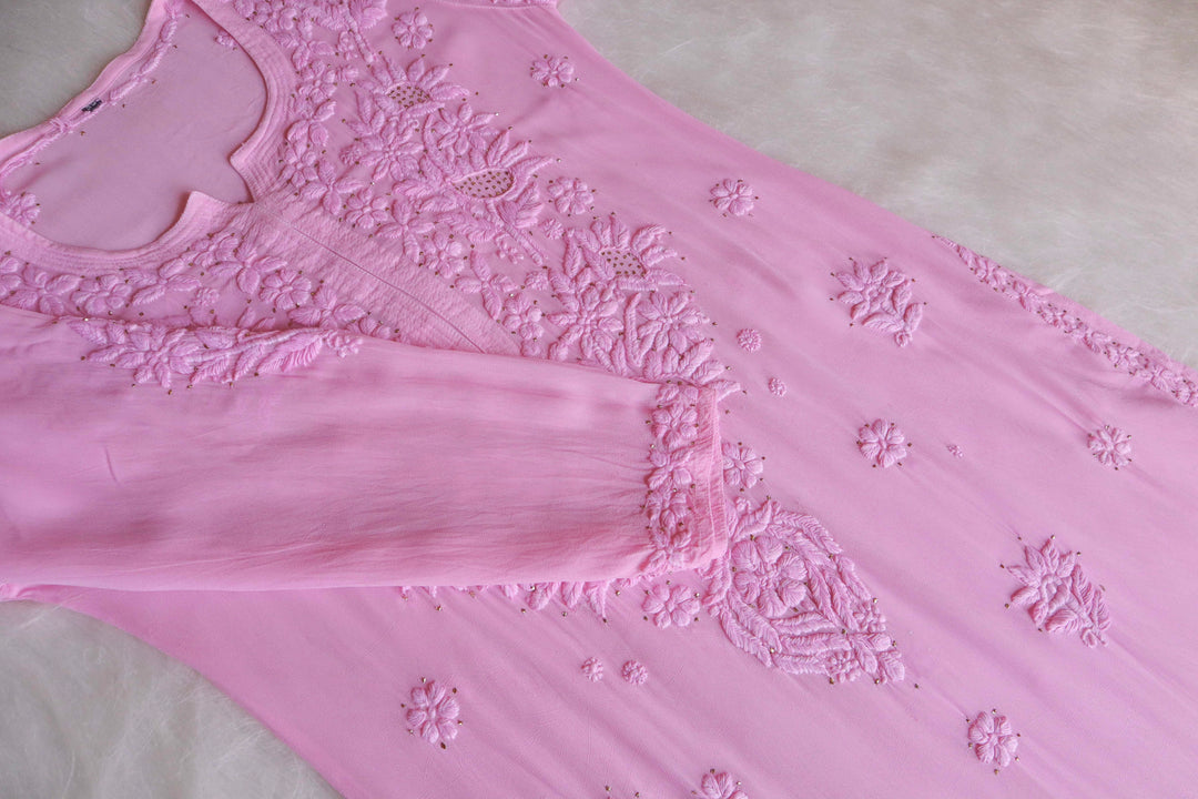 Mariya Baby Pink Viscose Georgette Kurta