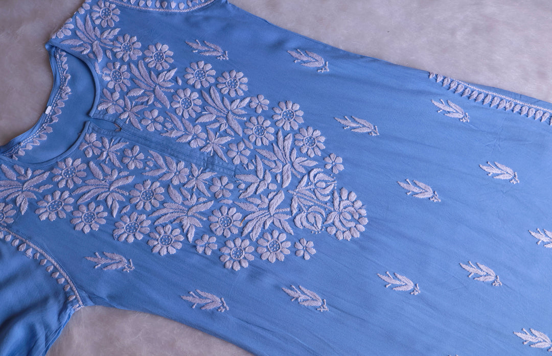 Mariyam Ice Blue Long Rayon kurta