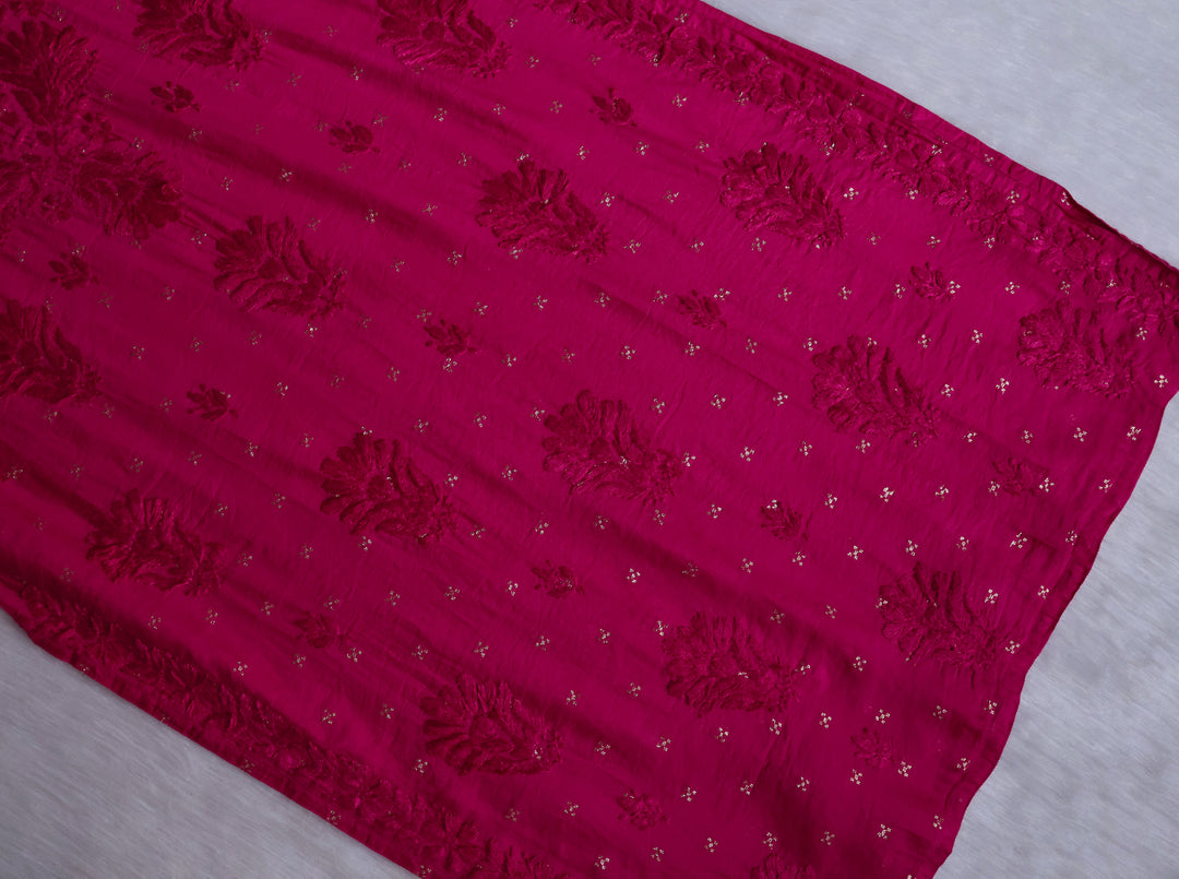 Nazakat Deep Pink Premium Long Chanderi Kurta