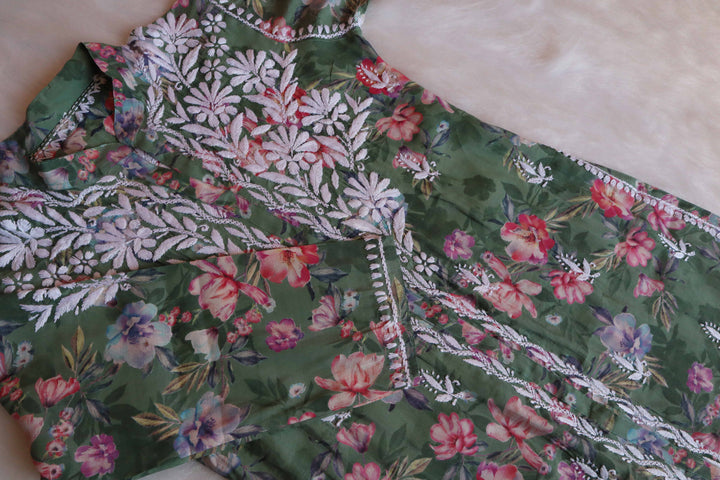 Jannat Sage Green Chanderi Coord setn