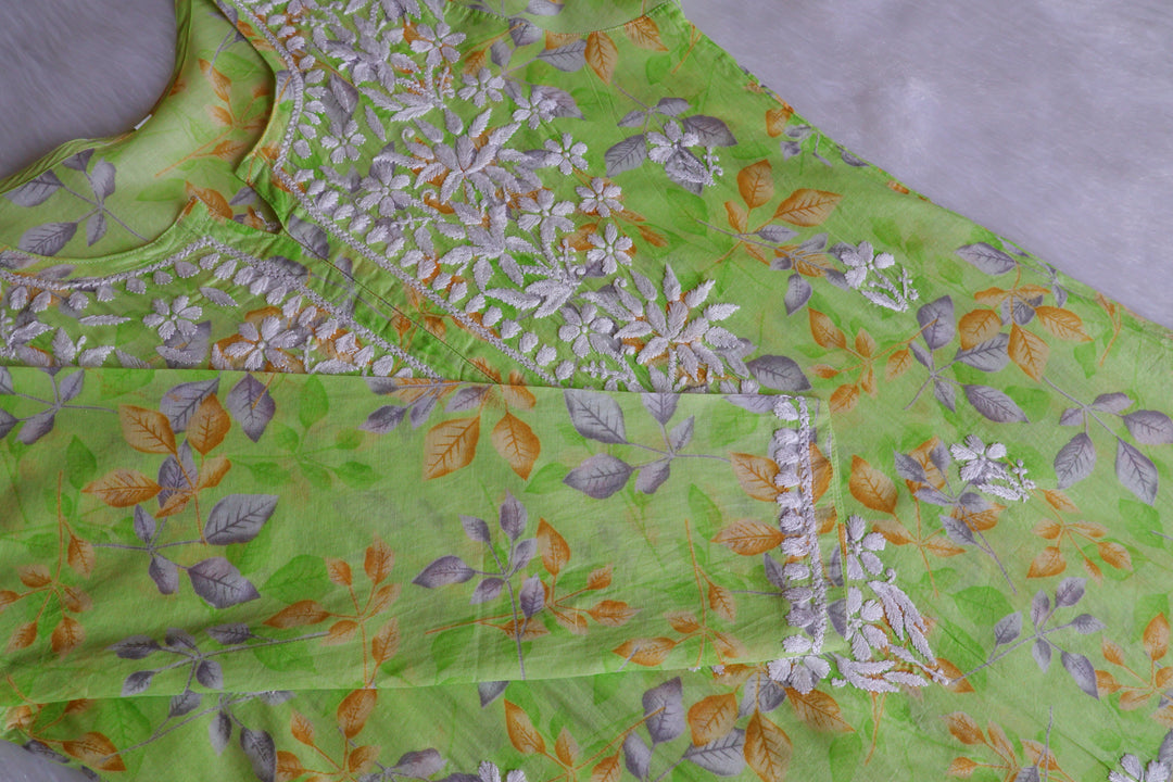 Ayra Parrot Green Pure Mulmul set