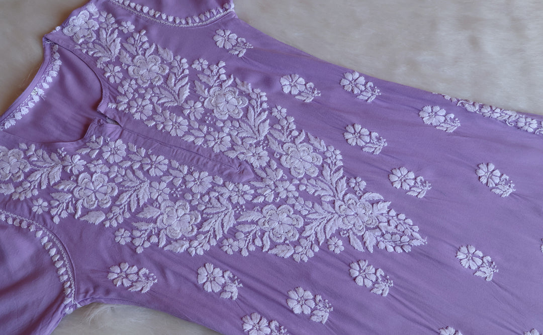 Benafsha Lavender Rayon Kurta Pant set