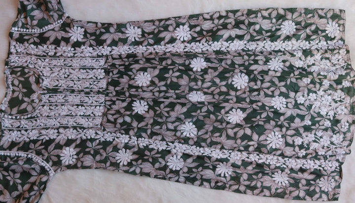 Dahlia Green Floral Mulmul Nyra Cut Dress