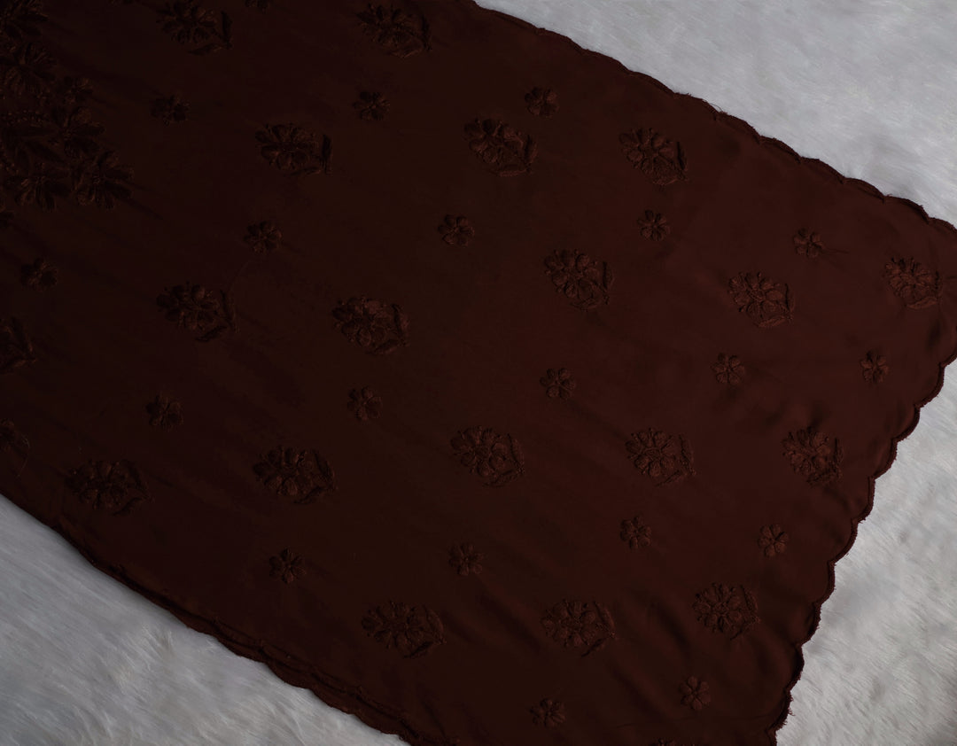 Gul Chocolate Brown Scalloped Long Rayon Kurta