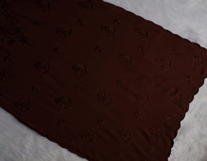 Gul Chocolate Brown Scalloped Long Rayon Kurta