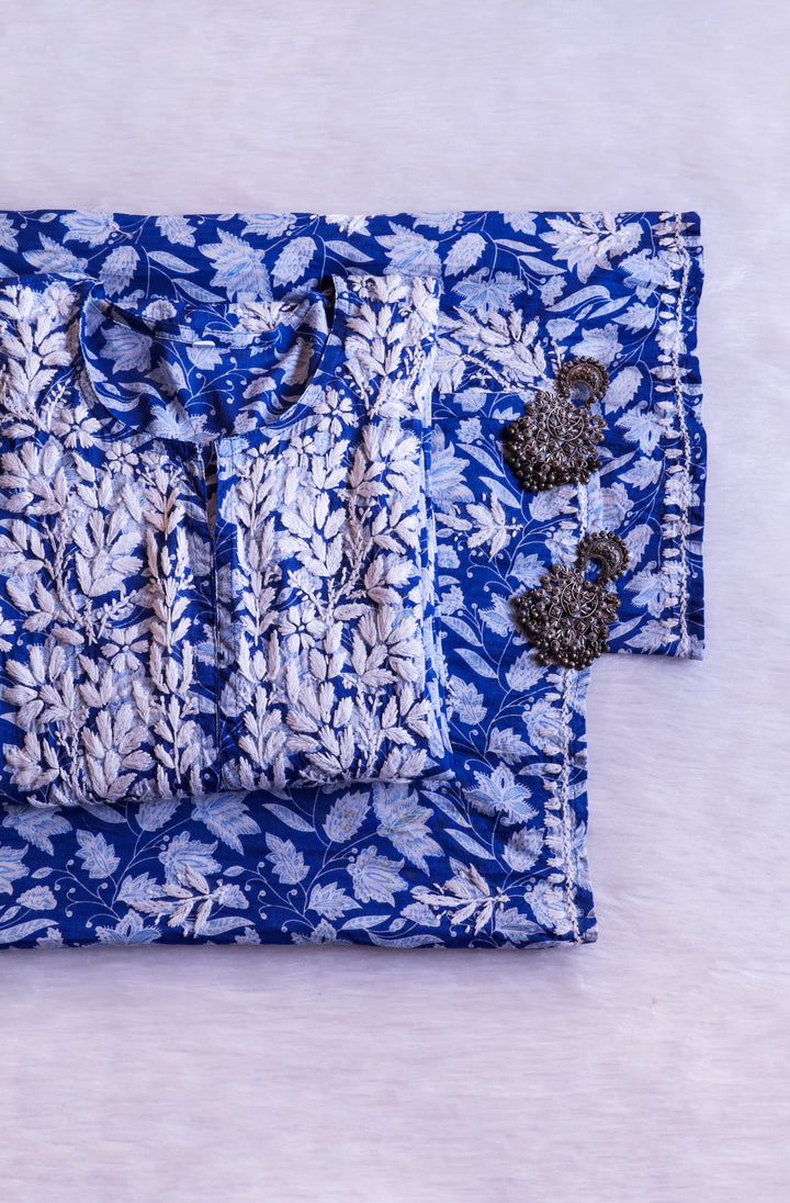 Haala Royal Blue Pure Mulmul set