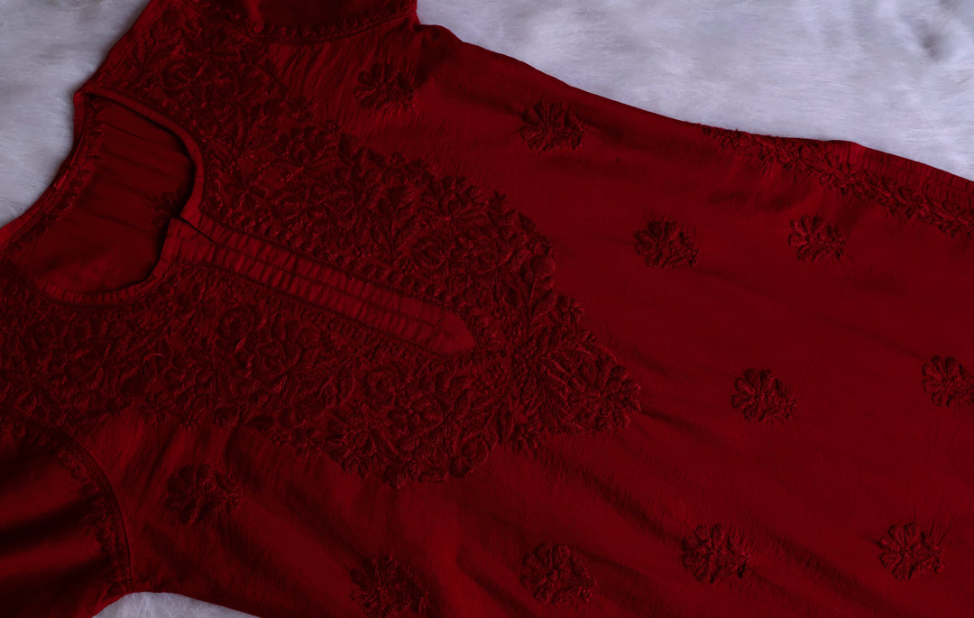 Meerab Maroon Pure Chanderi set