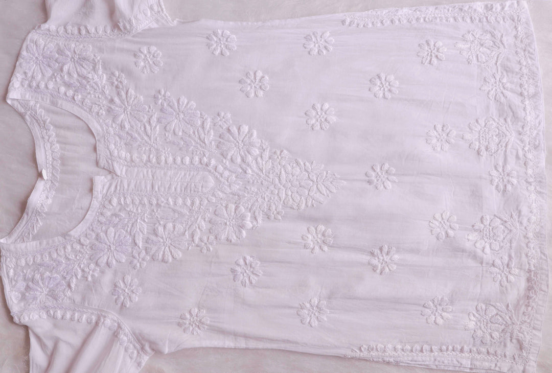 Nazakat White Cotton short kurta