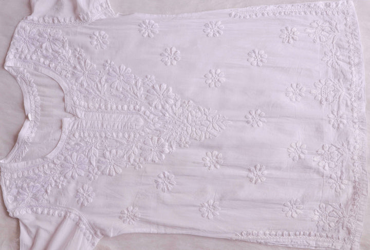Nazakat White Cotton short kurta