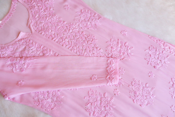 Hoor Baby Pink Viscose Georgette Kurta