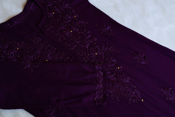Naira Purple Rayon Mukaish 3 Piece Set