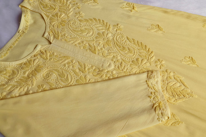 Zahrah Pastel Yellow Ombre Long Rayon Kurta