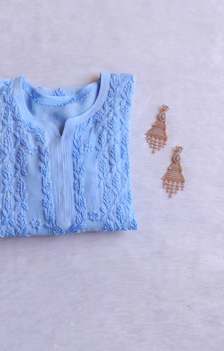 Elara Ice Blue Premium Viscose Georgette Kurta