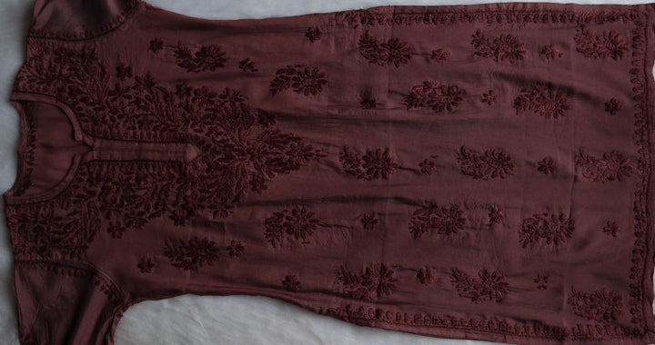 Zenara Chocolate Brown Chanderi Kurta