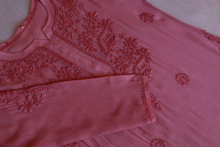 Mehr Rose Brown Pure Chiffon Kurta