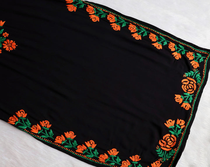 Gul-E-Jahaan Black & Saffron Rayon Kurta Set