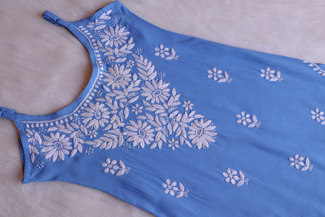 Farhaa Ice Blue Short Sleeveless Kurta