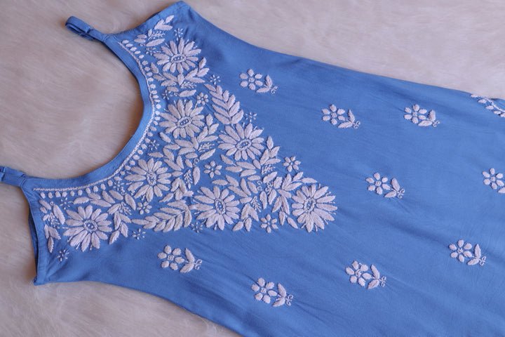 Farhaa Ice Blue Short Sleeveless Kurta