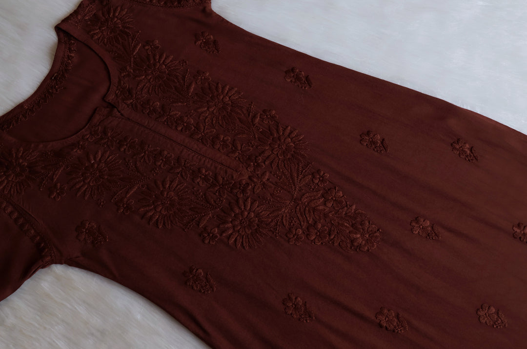 Mahnoor Chocolate Brown Long Rayon Kurta