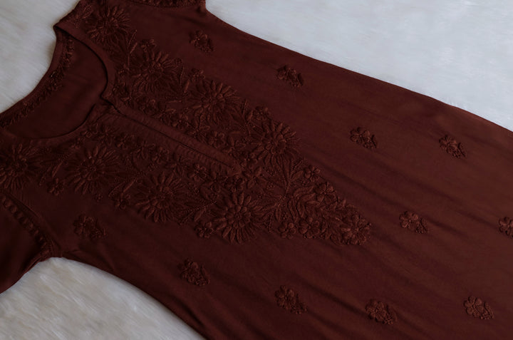 Mahnoor Chocolate Brown Long Rayon Kurta
