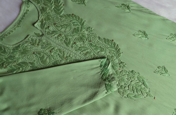 Green Rayon mukaish Long Kurta
