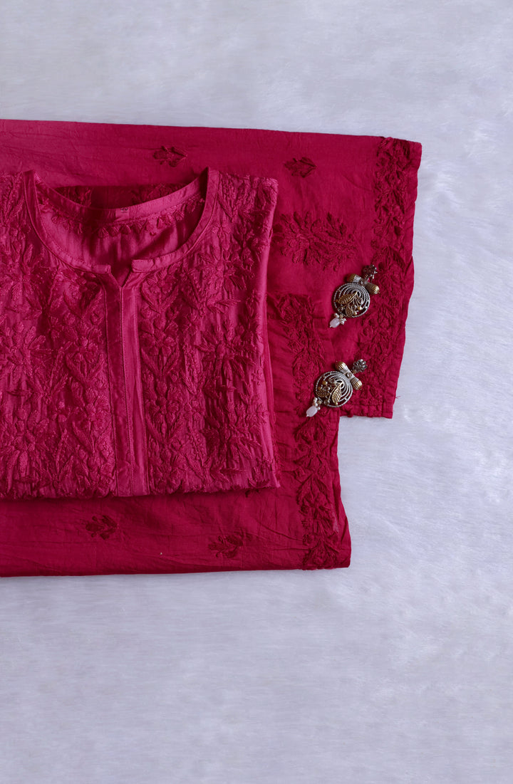 Jannat Burgundy Pure Chanderi set