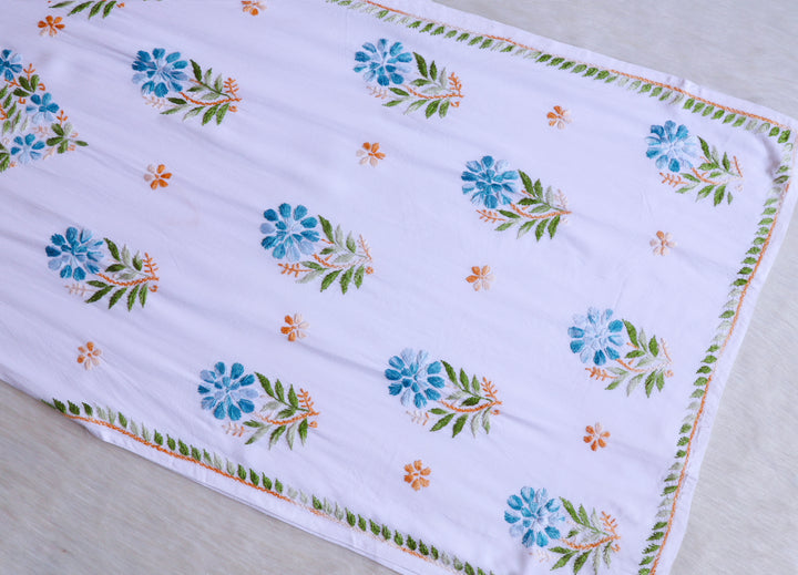 Gul-e-Jahaan White & Sky Blue Rayon Kurta
